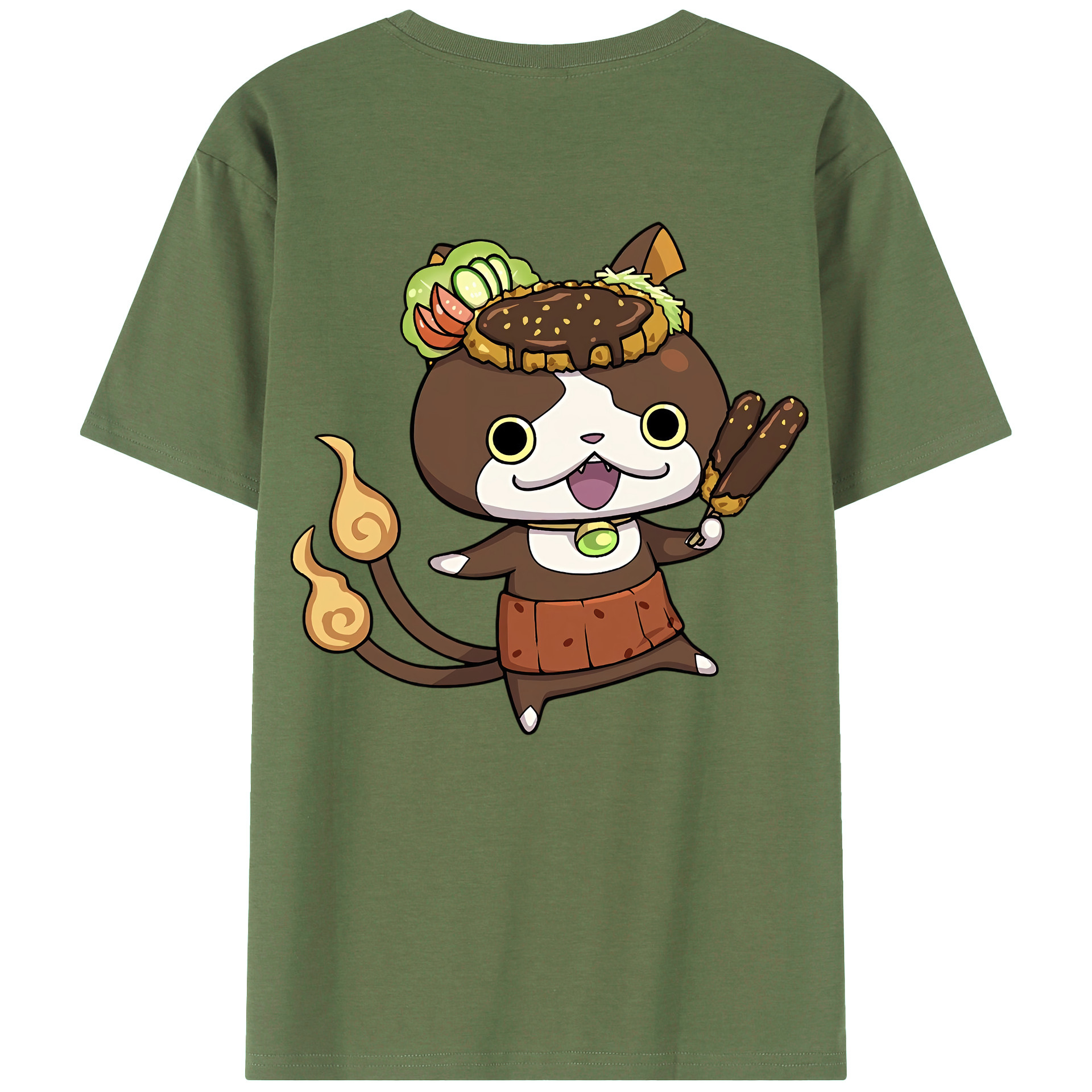 （画像用） 妖怪ウォッチ Yo-kai Watch 綿100％ メンズ半袖Tシャツ（バックプリント） 通気性